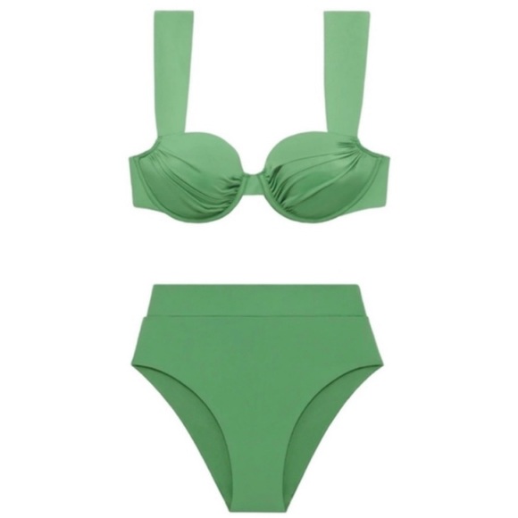 WEWOREWHAT Ruched Bikini Top | Palm Green | REVOLVE - Picture 11 of 12